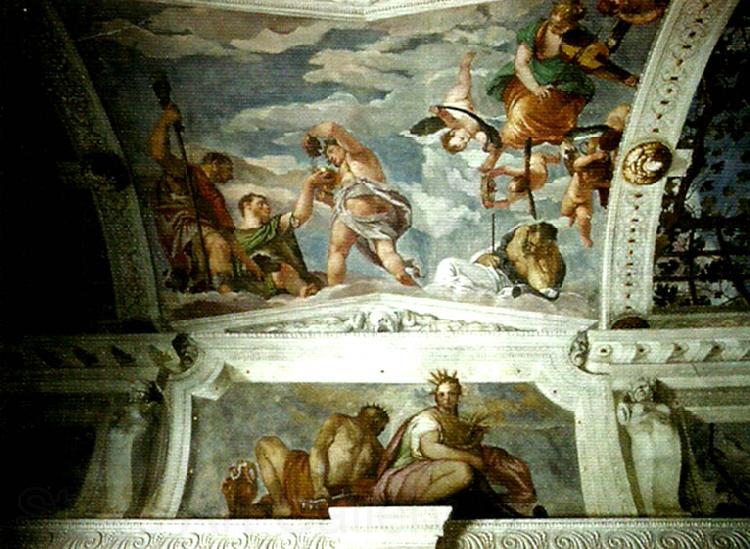 Paolo  Veronese ceiling of the stanza di bacco France oil painting art